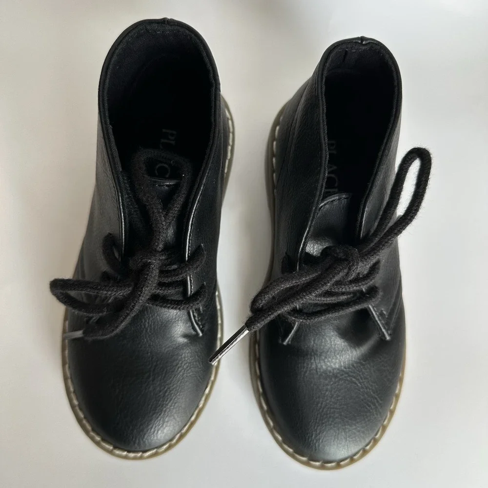 The Children's Place Boy's Black Lace Up Shoe Boots Toddler Size 10